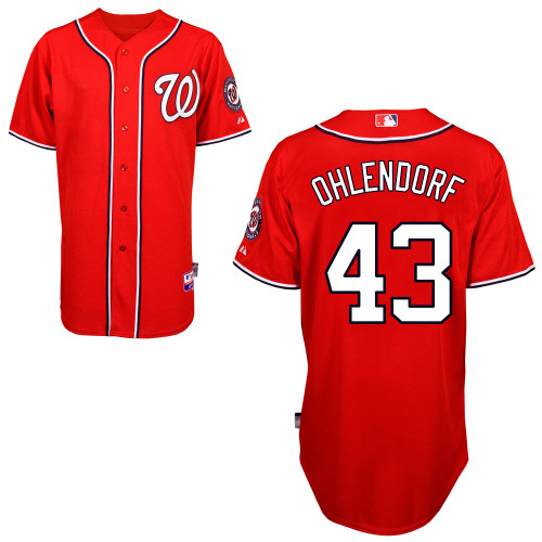 Ross Ohlendorf #43 Youth Baseball Jersey-Washington Nationals Authentic Alternate 1 Red Cool Base MLB Jersey